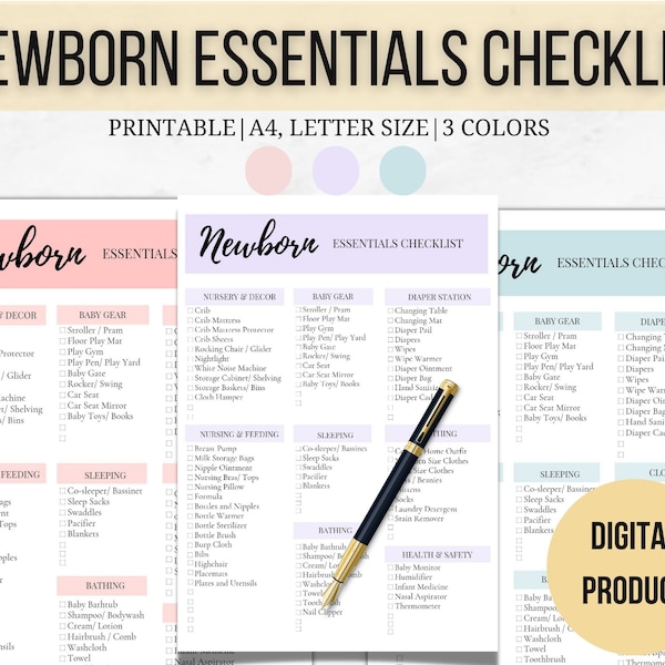 Newborn Essentials Checklist, Nursery Checklist, Baby Registry Checklist, Pregnancy Checklist, Baby Checklist Printable, Baby Planner