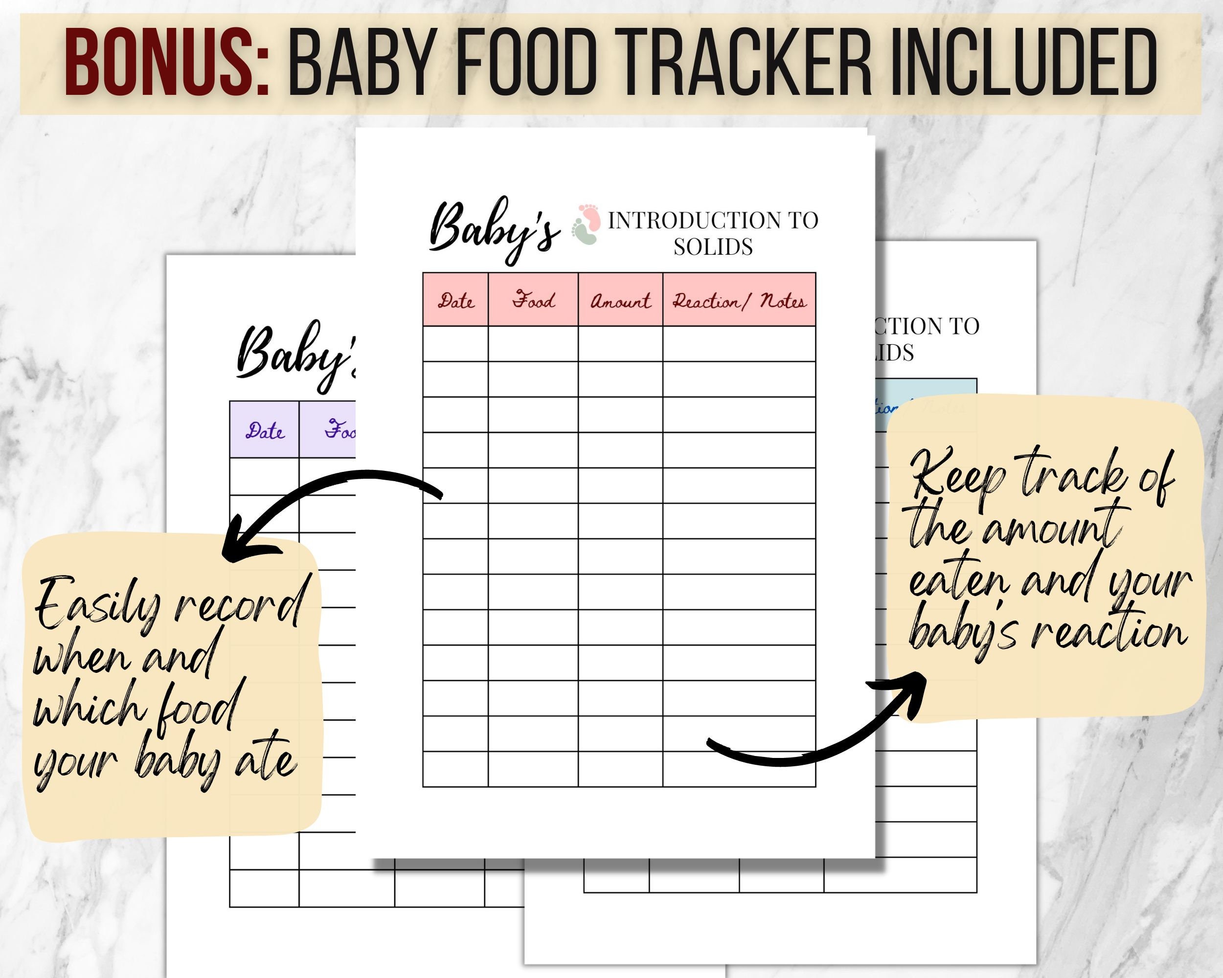 Baby's First Food Checklist, FREE Baby Food Tracker Printable, BLW