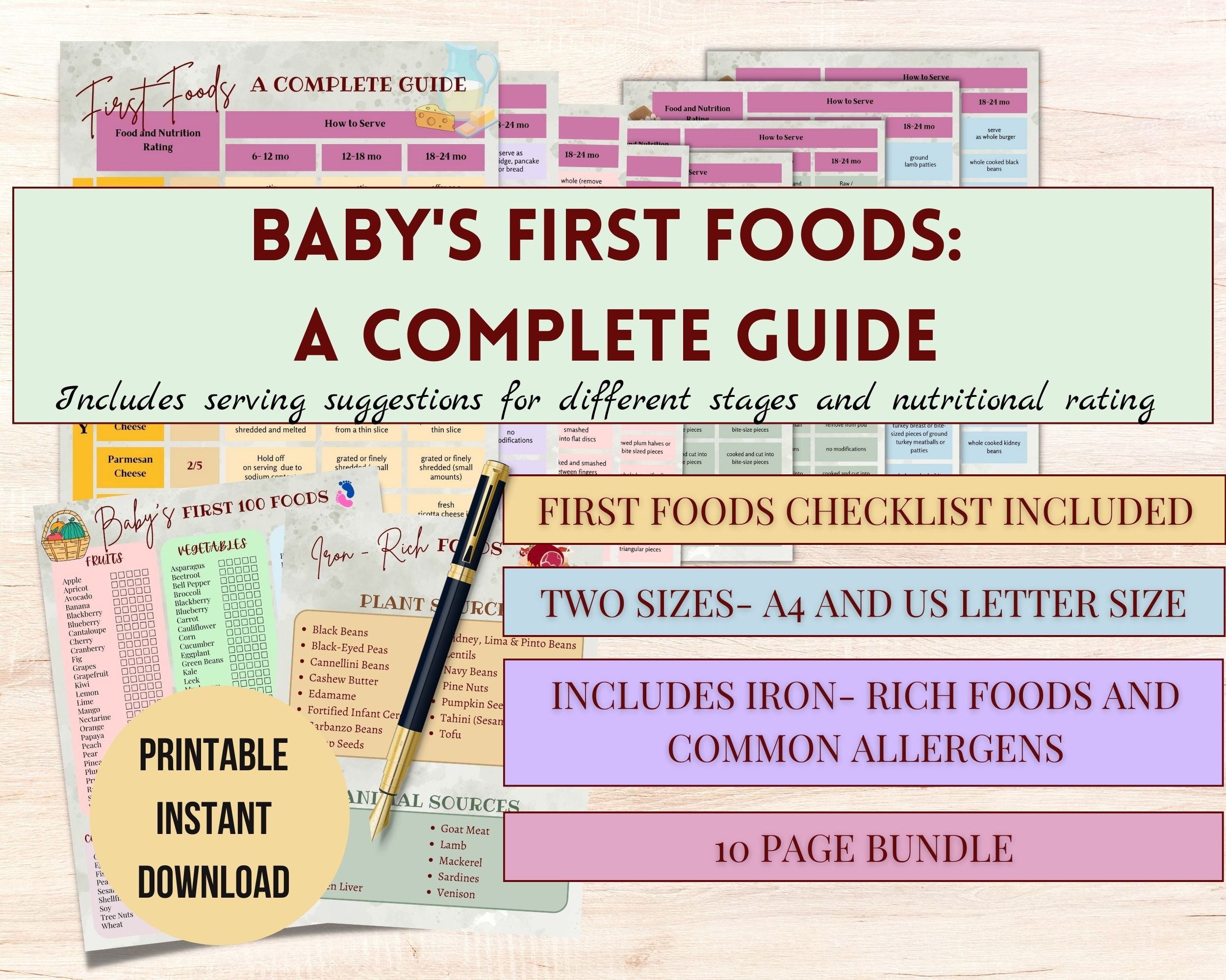 Baby First Foods Guide, FREE Baby's First Food Checklist Printable, BLW