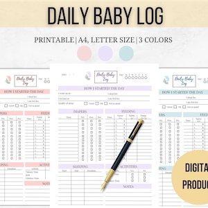 Daily Baby Log, Baby Tracker, Babysitter Log, Nanny Log, Printable Planner, Instant Download