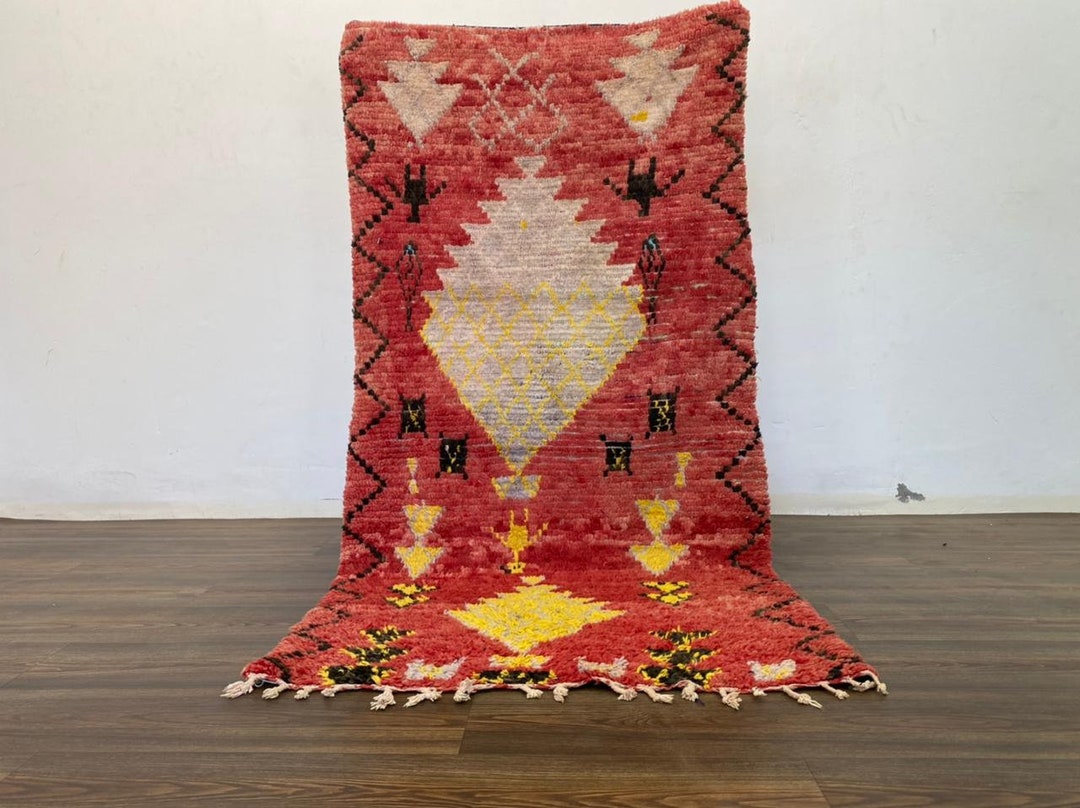 Vintage Berber Artwork Kilim Area Rug 3x6 Ft, Historical Beni Ourain ...