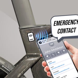2 adesivi NFC per contatti di emergenza, adesivi con informazioni di contatto del proprietario per bicicletta, MTB, Fixie, Foldie, Gravel Bike, adesivi high-tech