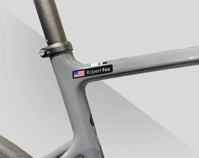 Featured listing image: Personalized Bike Name and Flag PRO Sticker/Decal