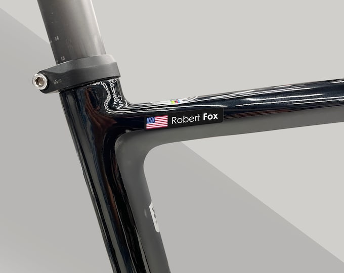 Featured listing image: Personalized Bike Name and Flag PRO Sticker/Decal