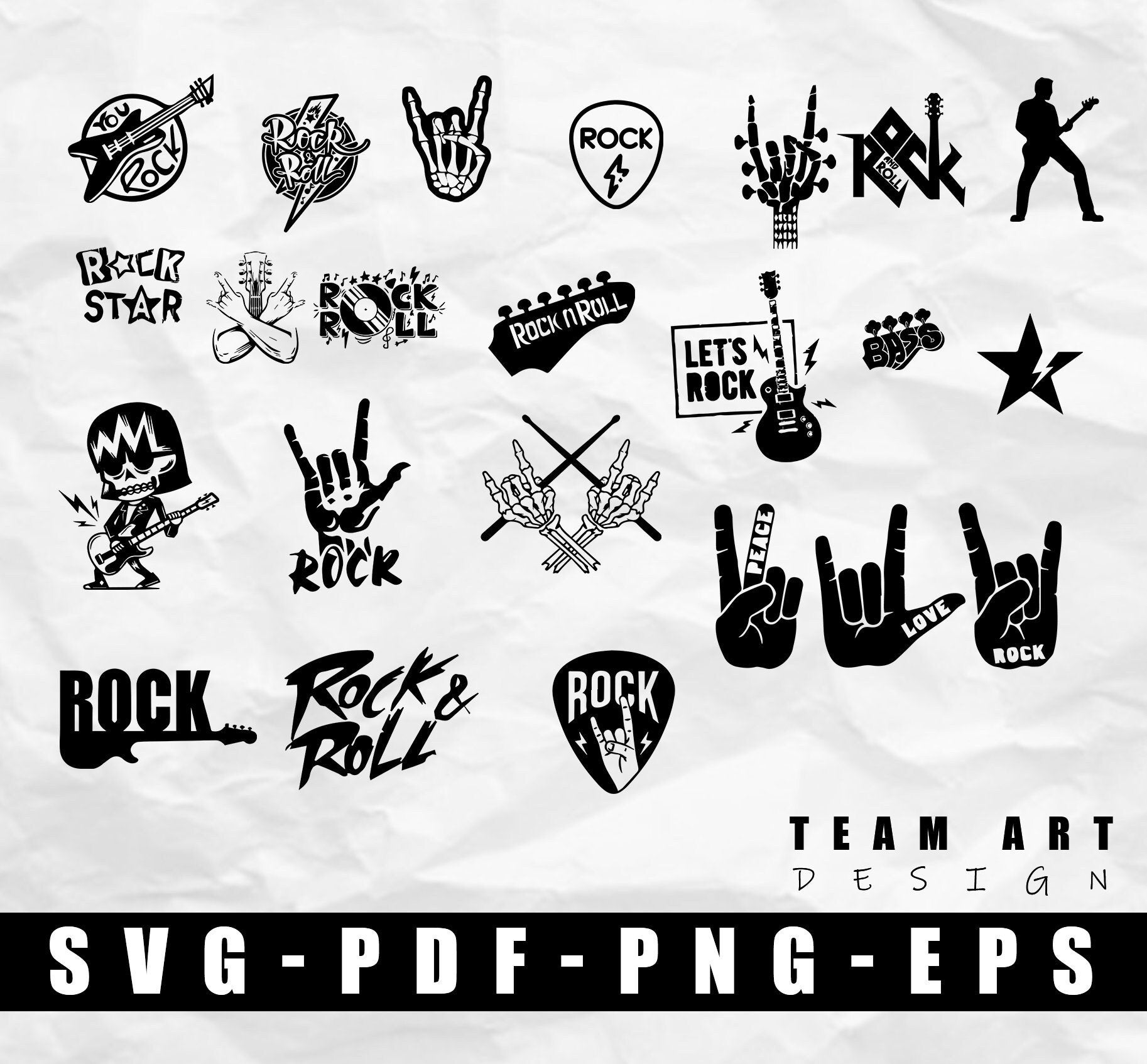 21 paquete Rock and Roll Svg Bundle Clipart Rock'n - Etsy México