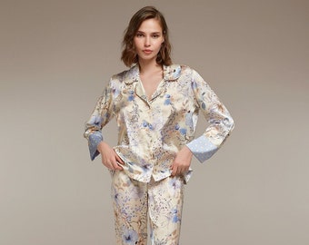 Floral Satin Pajama Set: Women's Silky Sleepwear