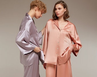 Luxury Women’s Satin Pyjama Set – Elegant Spring Summer Loungewear for Her