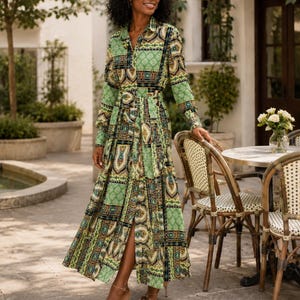zara green paisley dress Maxi Jurk zara