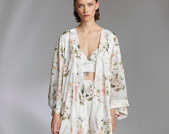 Women’s Floral Jacquard Loungewear Set In White