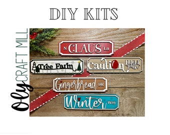DIY Christmas/Winter Street Signs w/ Easel / Tiered Tray Set / Home Decor / Christmas DIY