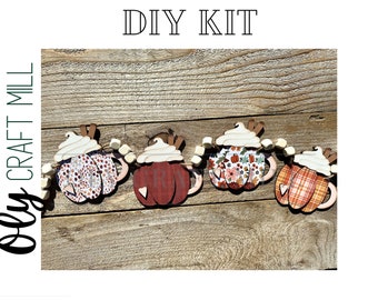 DIY Pumpkin Spice Mug Banner / DIY Wood Blank / Unfinished Wood Kit / Pumpkin Spice / Pumpkin Decor