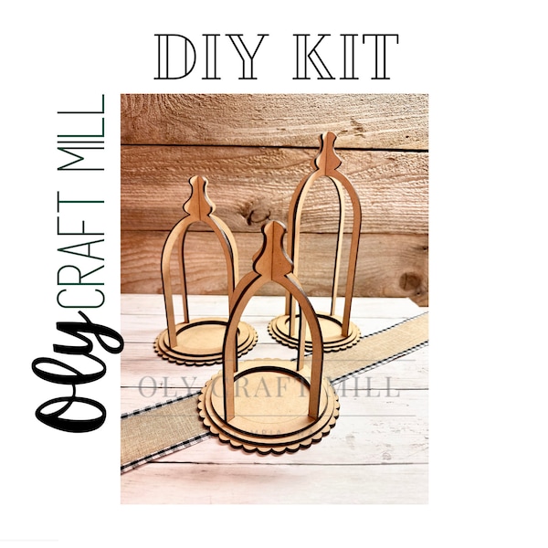 DIY Wood Cloche Candle Holder / DIY Wood Blank / Unfinished Wood Kit / Mantle Decor / Home Collection