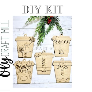 DIY Christmas Latte Ornament Tags & Gift Card Holders / Christmas Tree Ornaments / Wood Decor / Christmas DIY