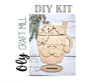 DIY Santa Hot Cocoa Mug Shelf Sitter / Hot Cocoa Decor / Mantle Decor / Home Decor / Christmas Decor