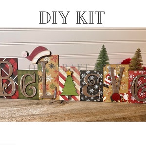DIY Believe Wood Block Shelf Sitter / DIY Wood Blank / Unfinished Wood Kit / Mantle Decor / Believe DIY