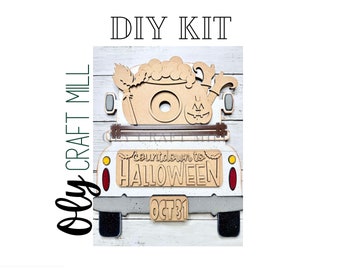 DIY Farmhouse Halloween Countdown Add-on / Interchangeable Farmhouse Truck / DIY Wood Kit / Mantle Decor / Home Decor