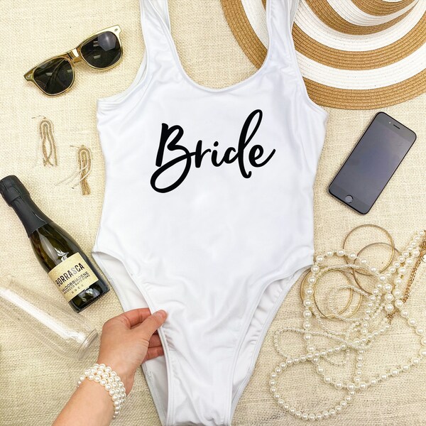 Bride Swimsuits, Bride Squad Swimsuits, Custom Bride Swimsuit, Bridesmaid Bathing Suit, Bachelorette Swimsuits, One Piece Swimsuit, SW1 GU