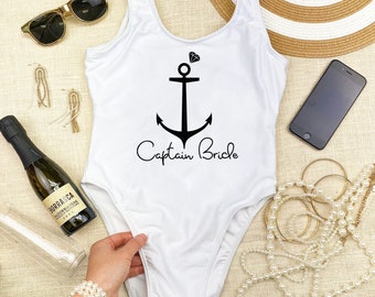 Captain Bride Swimsuits, Party Crew Swimsuits, Funny Bachelorette Party, Bridal Party Swimsuits, Bridesmaid Swimsuits, SW 15 GU
