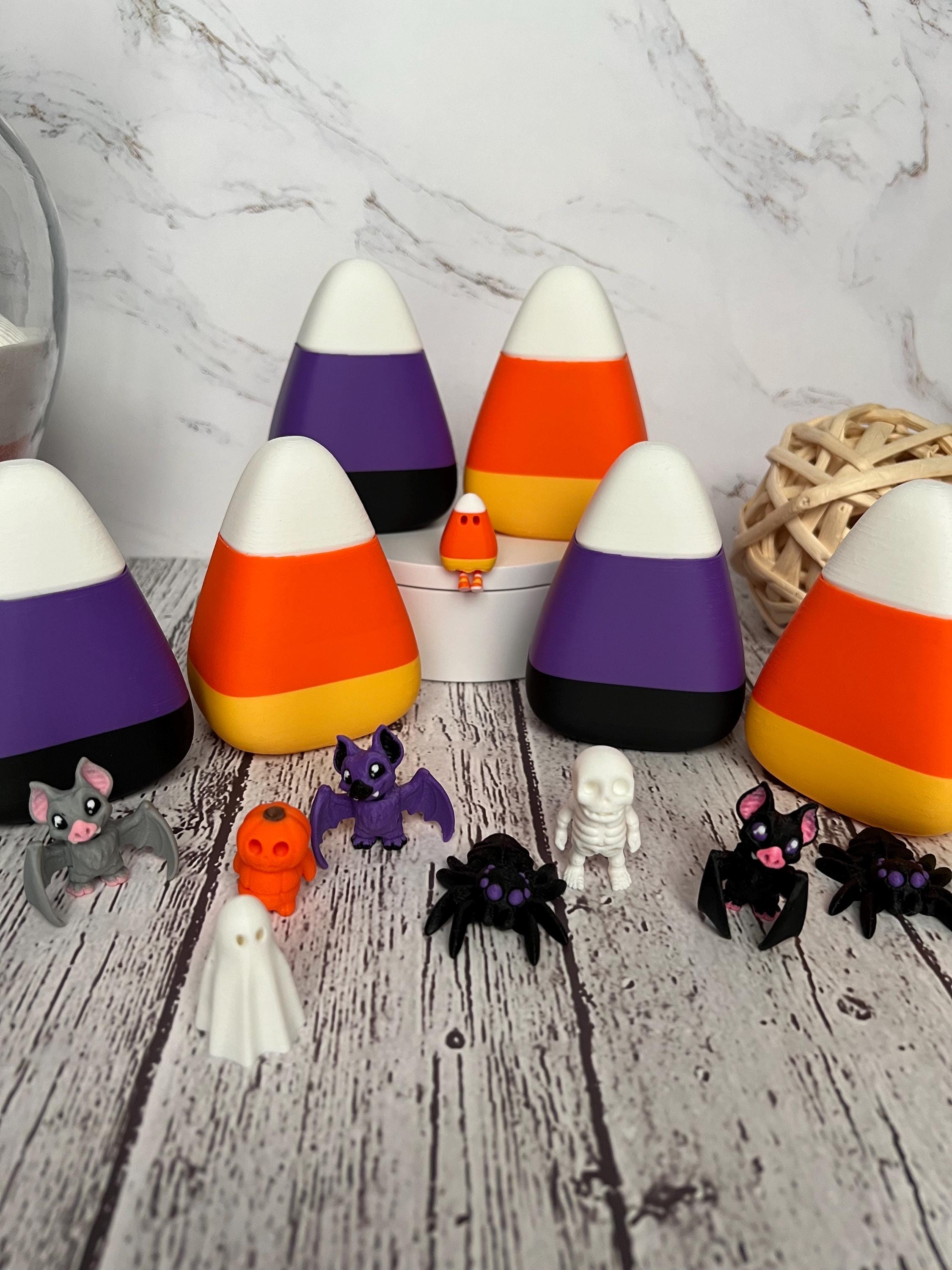 Halloween Candy Corn Micro Mini set, 6 Special Edition fidget figures with Candy Corn container, Boo Basket gift