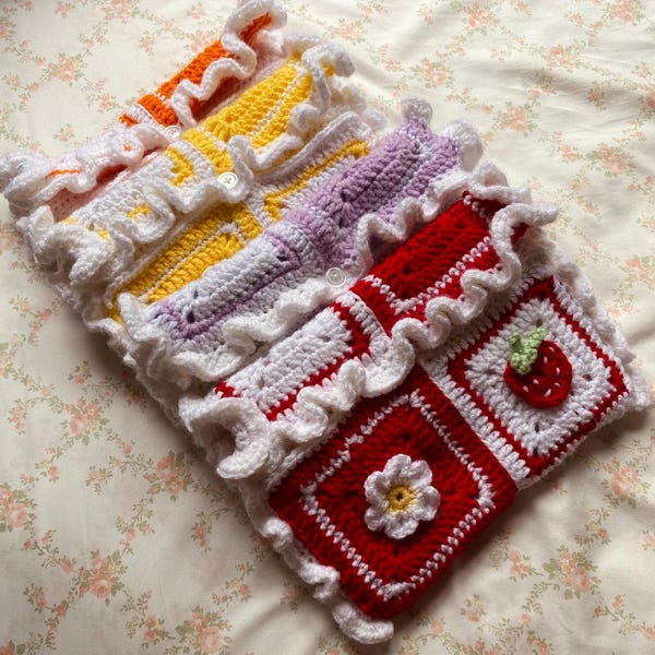 Crochet Fruit Book Covers - Handmade Book Accessories with Pockets and Lining