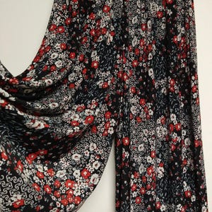Two Prints Split Skirt Culottes in Green or Red Floral Print, Adult Custom Made of Jersey Knit, They are Comfortable Wash & Wear No Ironing