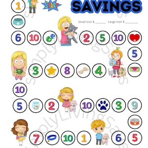 Cute 8.5 x 11 Pet Savings Challenge Board Game