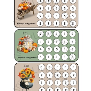 Cute Fall A6 Savings Challenge Set of 6