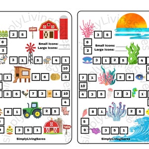 Cute A5 Farm and Ocean Themed Board Game Savings Challenge