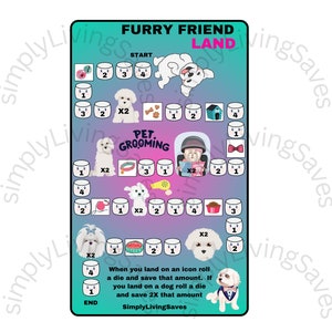 Cute Dog Themed A5 Game Board Savings Challenge