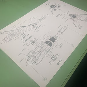 Blueprint of SHADO Interceptor from the Gerry Anderson Television Series &quot;UFO&quot; - 19&quot; x 13&quot;