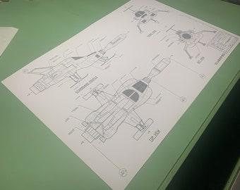 Blueprint of SHADO Interceptor from the Gerry Anderson Television Series &quot;UFO&quot; - 19&quot; x 13&quot;