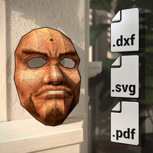 Blacksmith Mask from Metin2, low poly papercraft template - PDF, SVG, DXF printables to download, for Cricut, gift for gamers, cosplay idea