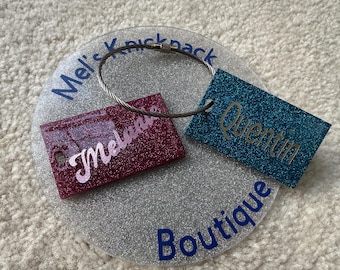 Bagagelabel, gepersonaliseerd glitter-reislabel