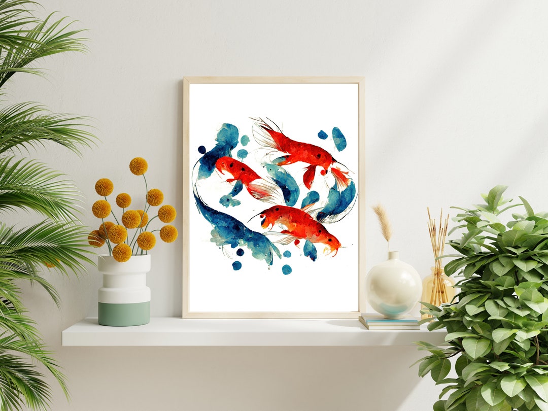 Koi Fish Good Luck Symbol Digital Download Art Koi Fish Etsy