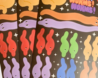 Deco Planner Stickers | Worm on a String | Funny Stickers