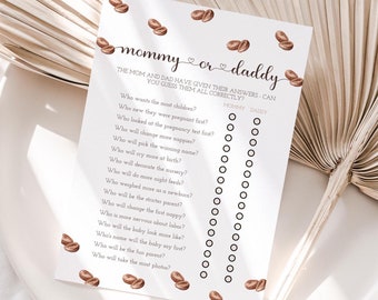 Coffee Theme Mommy or Daddy Baby Shower Game (Printable Editable Template)