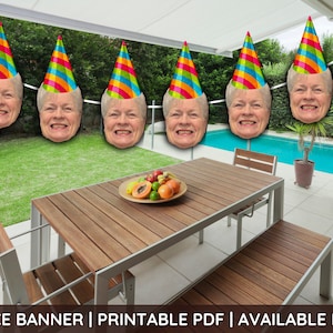Custom Face Photo Banner, Printable Birthday Banner, Personalized 40th, 50th, 60th, 70th, 80th Birthday, Face on Banner,Funny Face on Banner