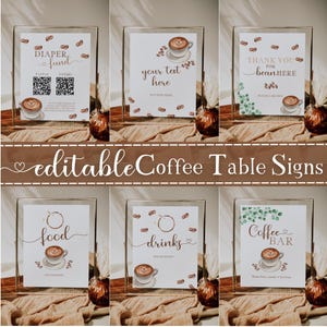 Coffee Bean Baby Shower Signs, Editable Table Decor (Digital Download)