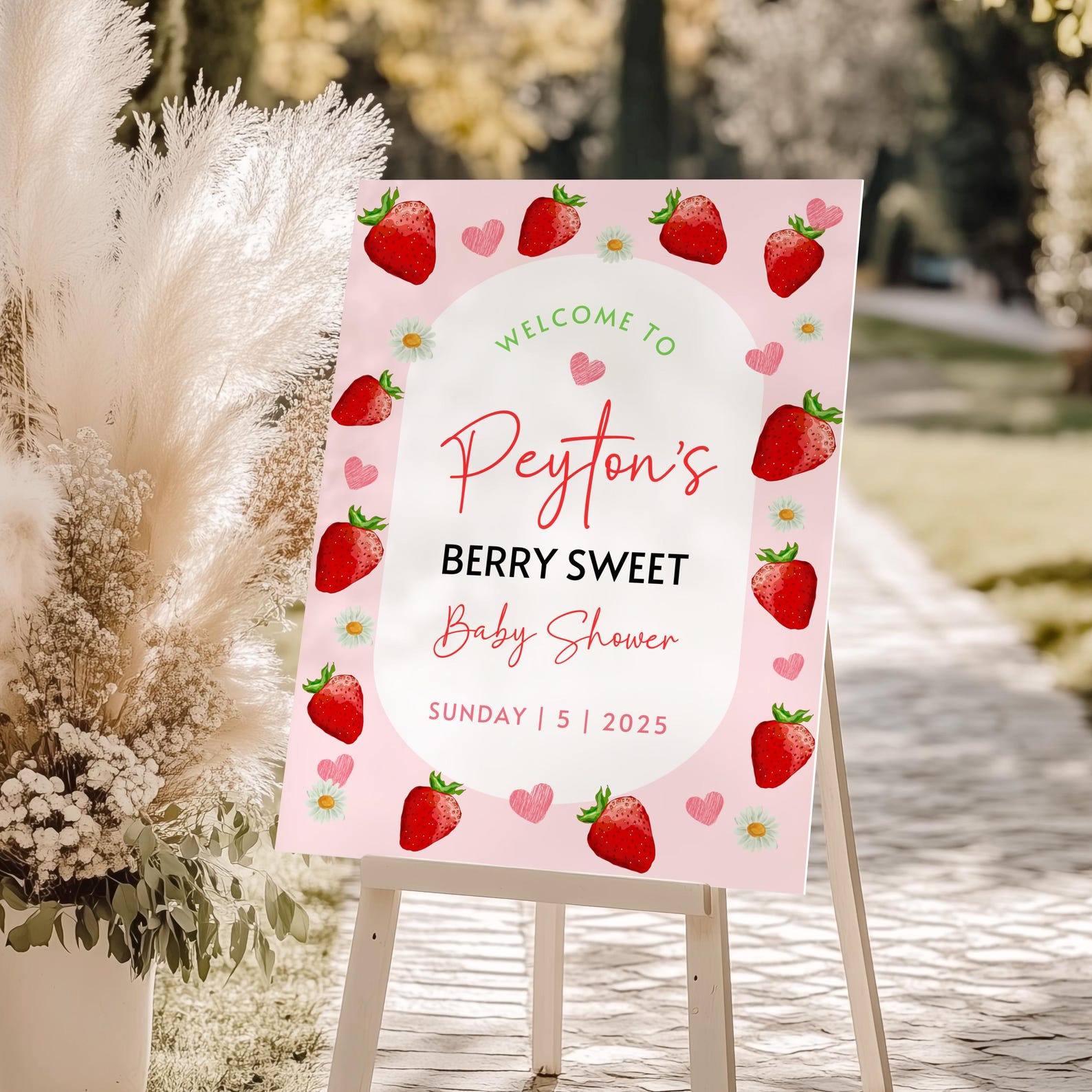 Editable Strawberry Welcome Sign Template | Berry Sweet Poster | Canva ...