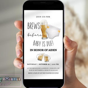 Beers and Diapers Party Baby Shower Evite,  Electronic Man Shower Invite, Dadchelor Dudes and Diapers Invitation, Editable Beer Evite