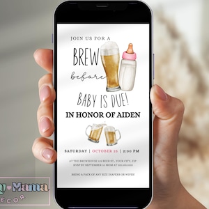 Editable Beer and Baby Bottle Party Baby Shower Evite,  Electronic Man Shower Invite, Dadchelor Dudes and Diapers Invitation, Beer Evite