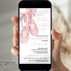 Electronic Ballerina Baby Shower Invitation, We are TuTu Excited Evite for Baby Shower Party, Editable Ballerina Baby Shower Evite, BLRN