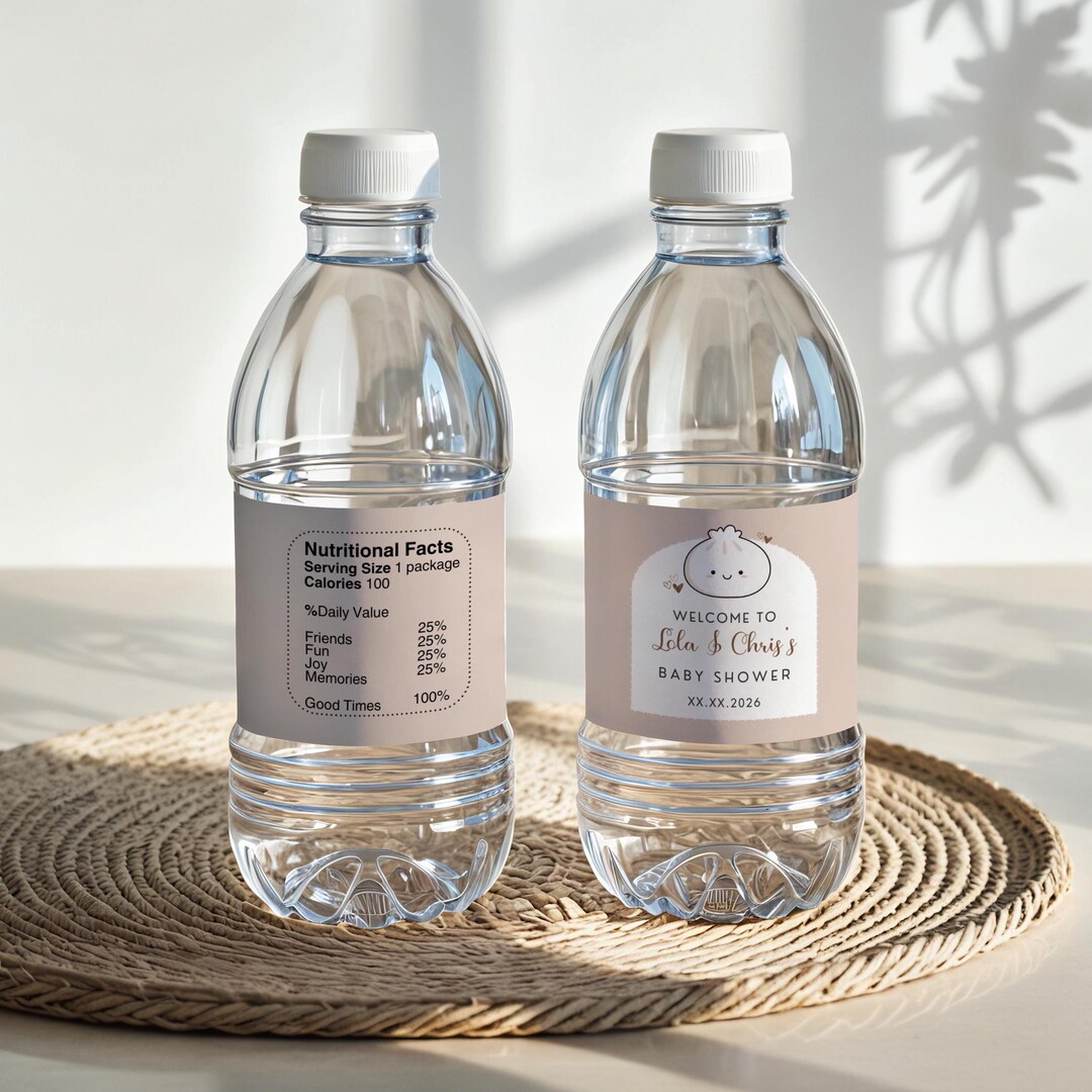 Mini Dumpling Label Little Dumpling Label for Baby Shower, Editable Water Bottle Labels ...