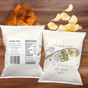Fischer Chip Tasche Vorlage, bedruckbar Oh Boy Fischer DIY Chip Wrapper, Reel Fischer Baby Shower Party Favor, FSHM