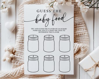 Guess the Baby Food Game, Modern Baby Shower (Editable Canva Template)