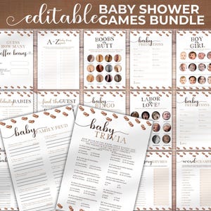 Editable Coffee Baby Shower Games Bundle, Coffee Beans Games Set, Baby Brewing Party Activity, Coffee Theme Baby Shower, COFE