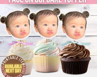 Face Cupcake Topper, Custom Cupcake Toppers, DIY Cupcake Topper, 1st Birthday, Cupcake Face on a Stick, Face on Cupcake Printable