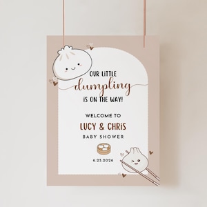 Kawaii Baby Shower Welcome Sign, Editable Dim Sum Party Decor Template, Little Dumpling Baby Shower, Custom Yard Sign Template, DMPL
