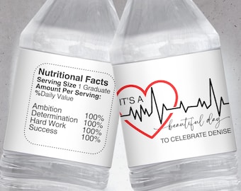 Editable Nurse Graduate Water Bottle Label, RN Graduation Water Label Template for Grad Party, RN Party Decorations 2025, Party Favor
