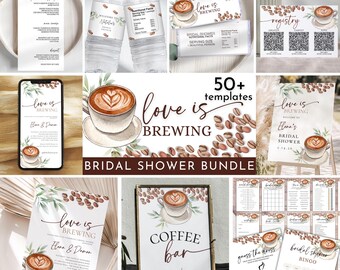 Coffee Bridal Shower Bundle, Editable Canva Template (Digital Download)